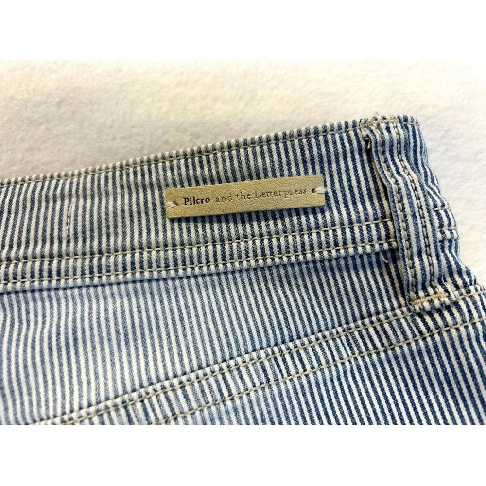 Anthro x Pilcro Blue White Railroad Stripe Anthropologie Hypen Shorts Womens 30 - Picture 11 of 16